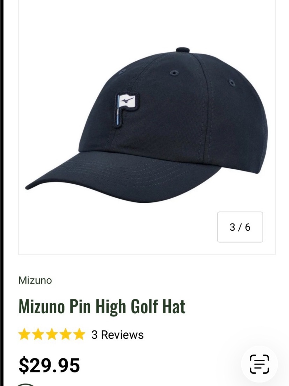 Mizuno lightweight Pin High Golf Hat. Color True Navy.